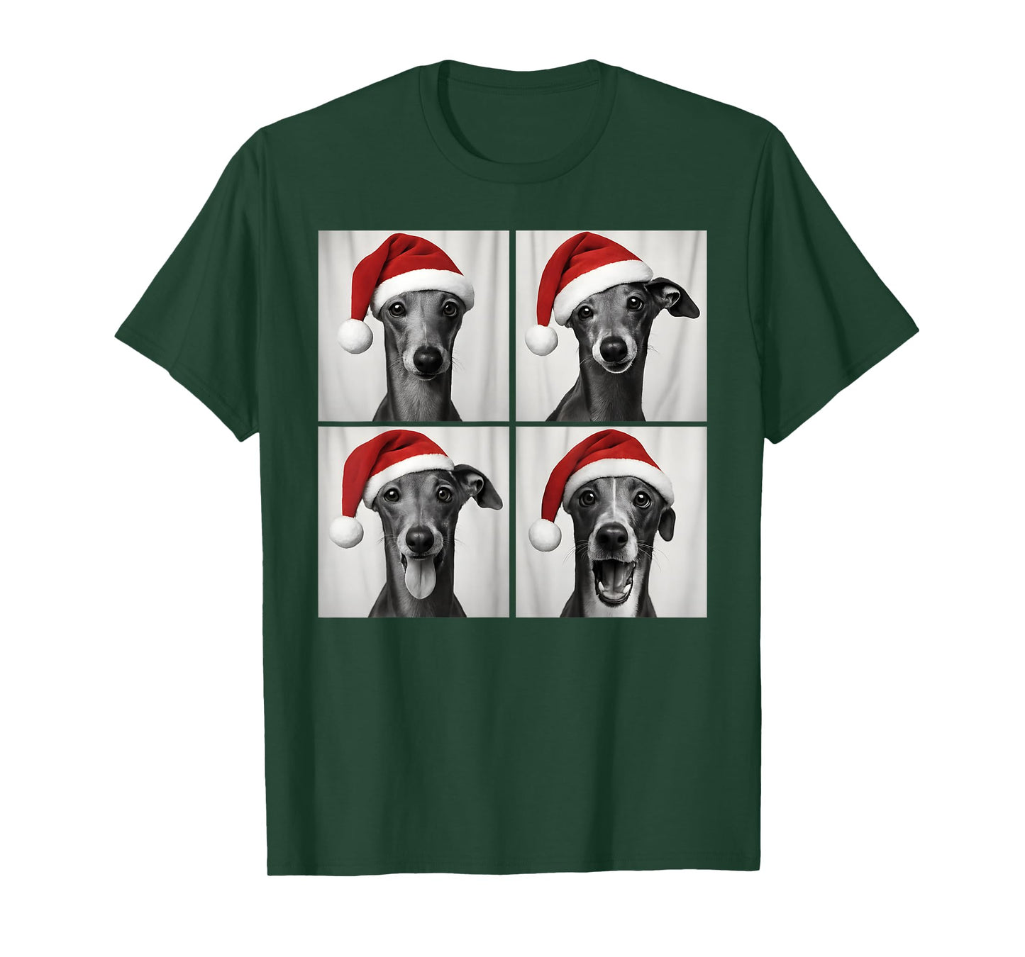 Funny Christmas Italian Greyhound Santa Dog Photo Booth T-Shirt