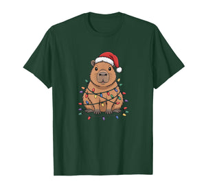 Funny Christmas Capybara Cute Cartoon Desing T-Shirt
