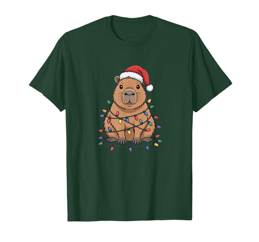 Funny Christmas Capybara Cute Cartoon Desing T-Shirt