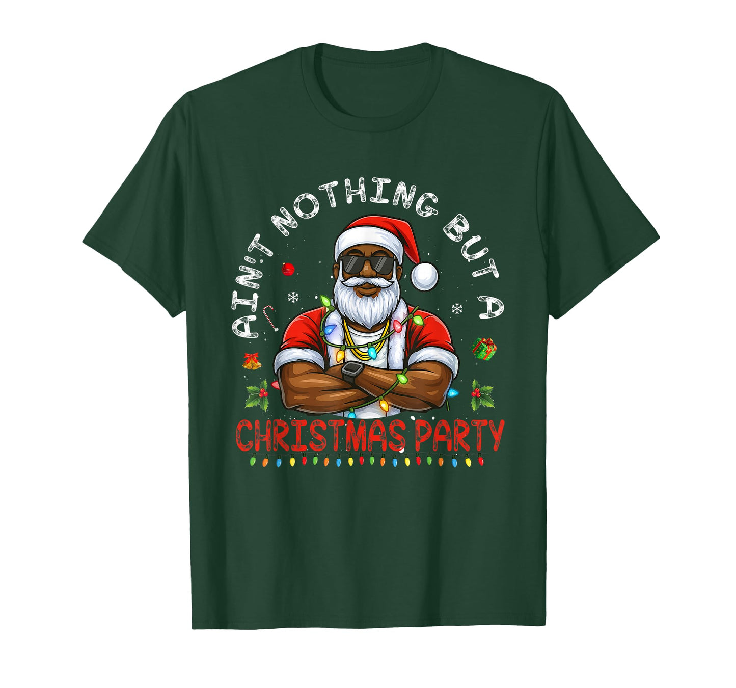 African American Santa Claus Christmas Pajama MenWomen T-Shirt