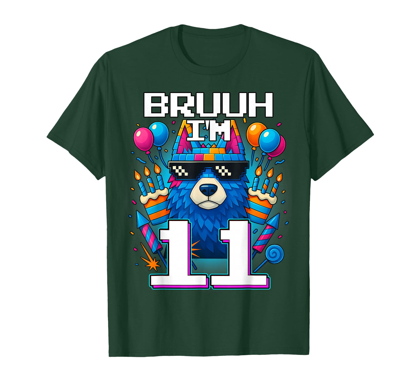 Bruh I'm 11 Years Old 11th Birthday Wolf Boy Family Party T-Shirt