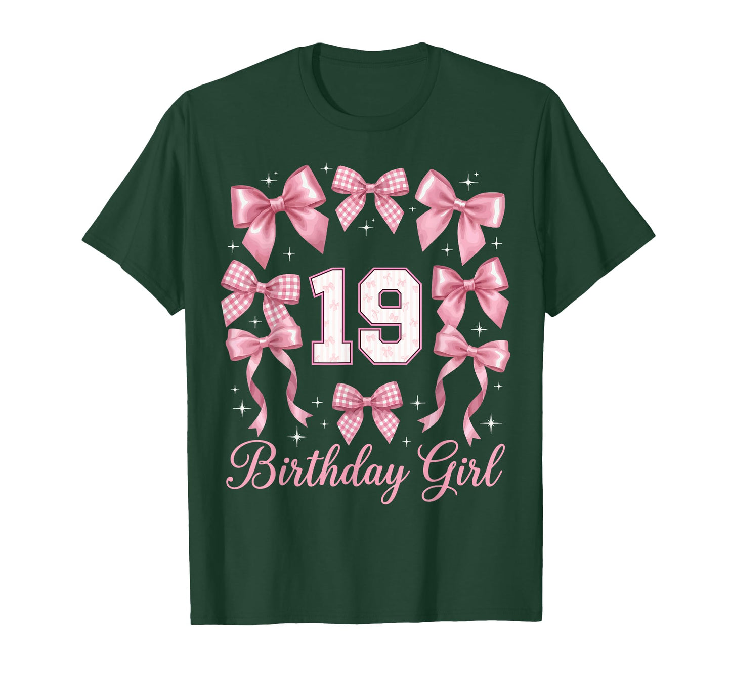 19th Birthday Shirt Women Coquette Bow 19 Year Old Birthday T-Shirt