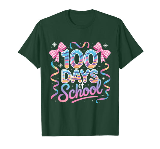 100th Day of School Coquette Bow 100 Days of School Teacher T-Shirt