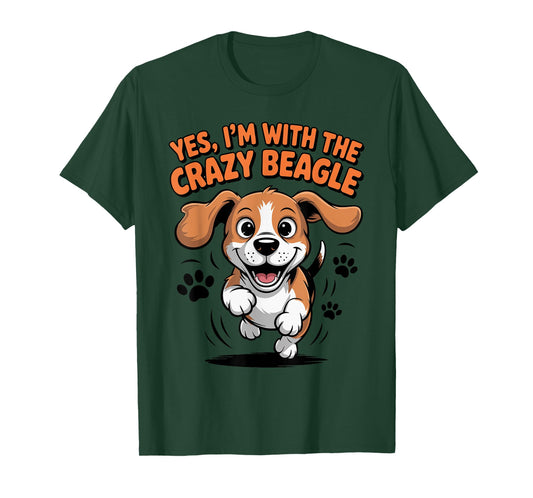 Funny Cute Pet Dog Breed Puppy Yes I'm with The Crazy Beagle T-Shirt
