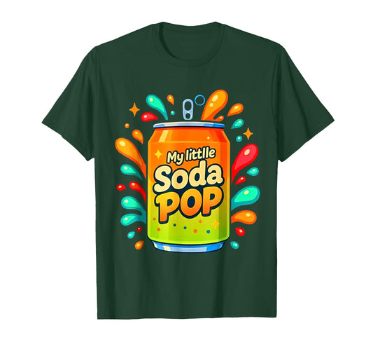 Soda Pop Cartoon Splash Cute Retro Beverage Orange-Green T-Shirt