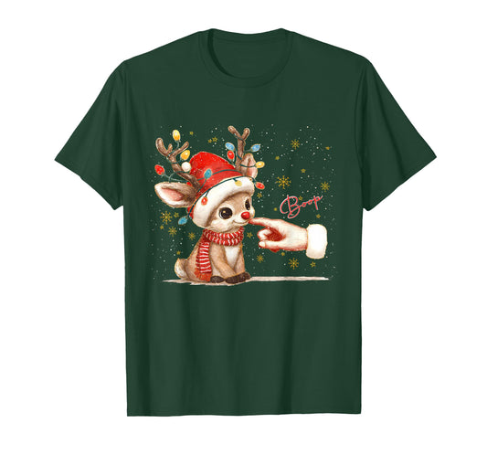 Hand Boop Christmas Santa and Reindeer Lover Baby Reindeer T-Shirt