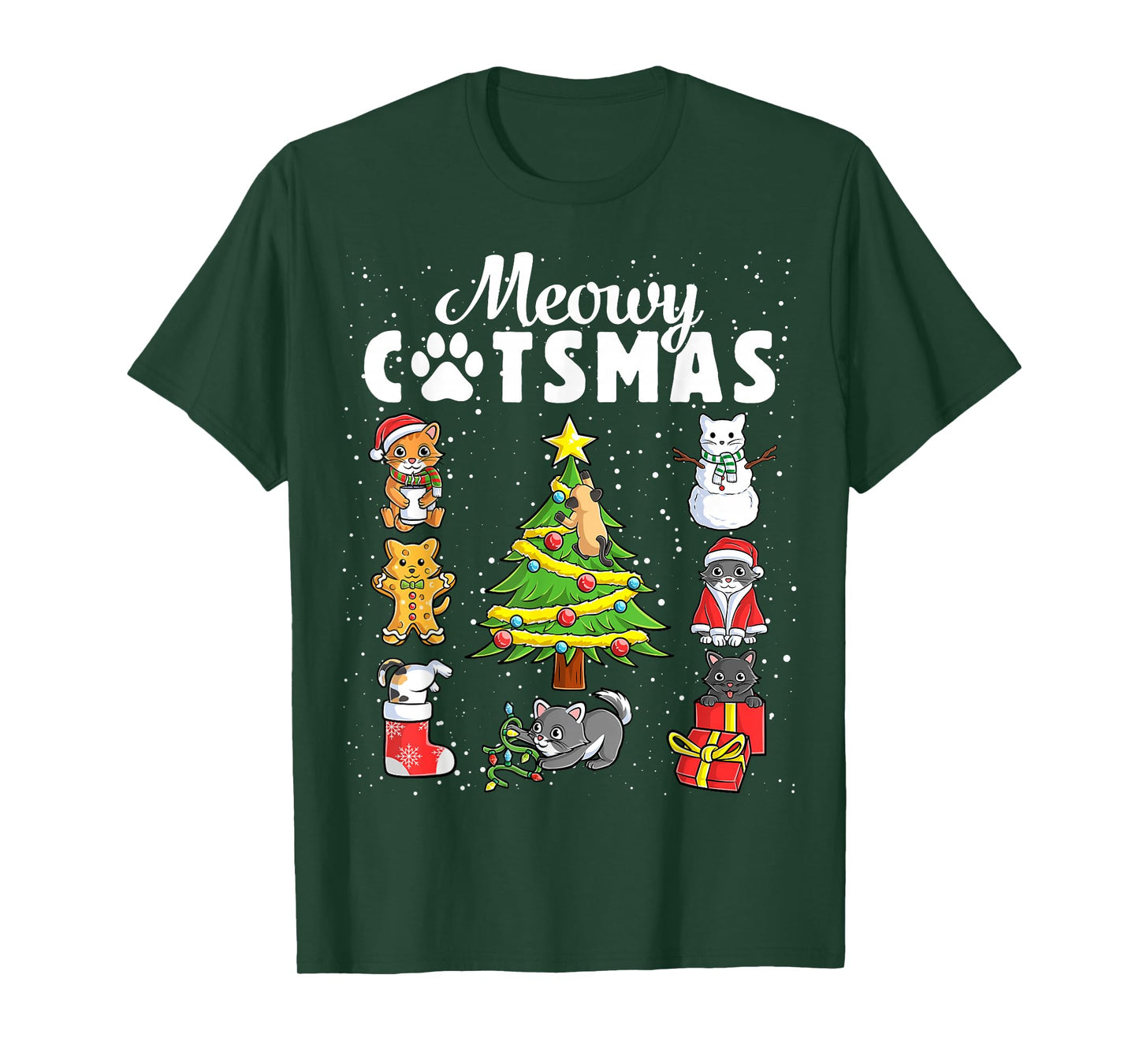 Meowy Catsmas Cats Christmas Funny Holiday Cat Boys Girls T-Shirt