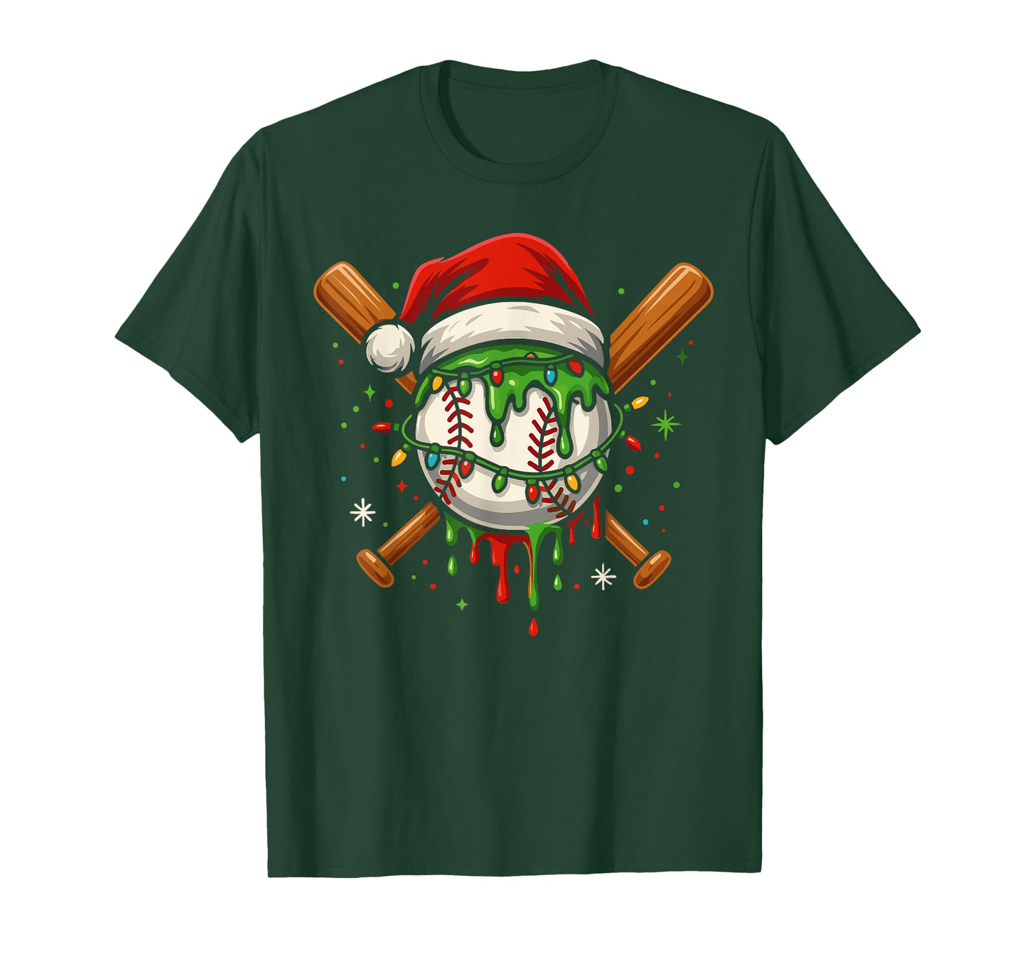 Fun Baseball Lifestyle Apparel Youth Christmas Baseball Drip T-Shirt
