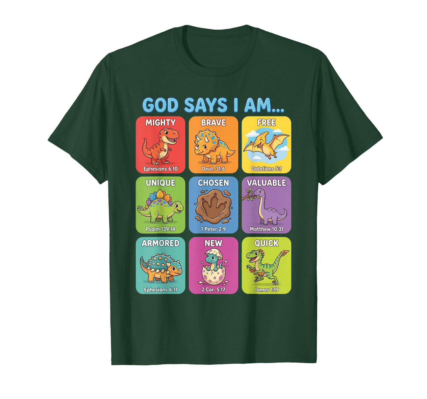 God Says I Am Bible Verses Dinosaurs for Christian Boys T-Shirt