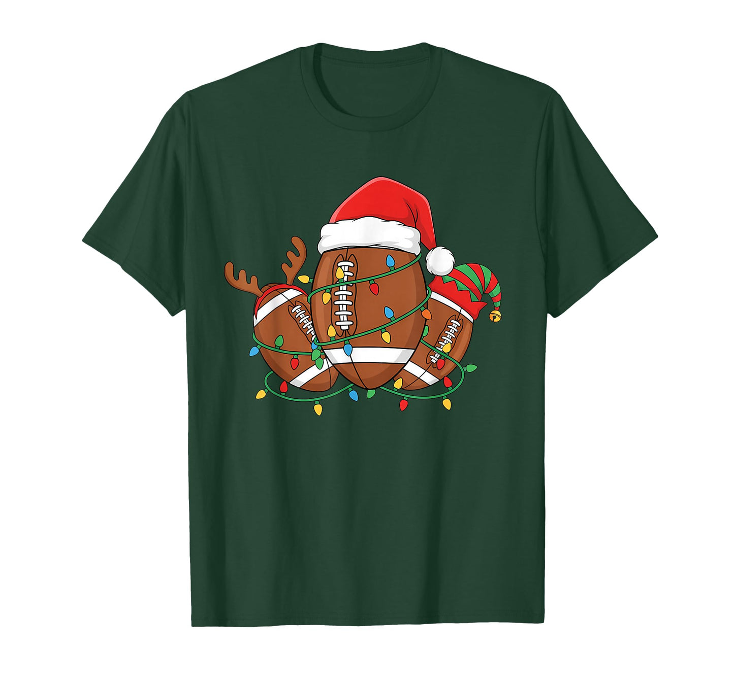 Football Christmas Player Santa Hat Sport Men Kids T-Shirt