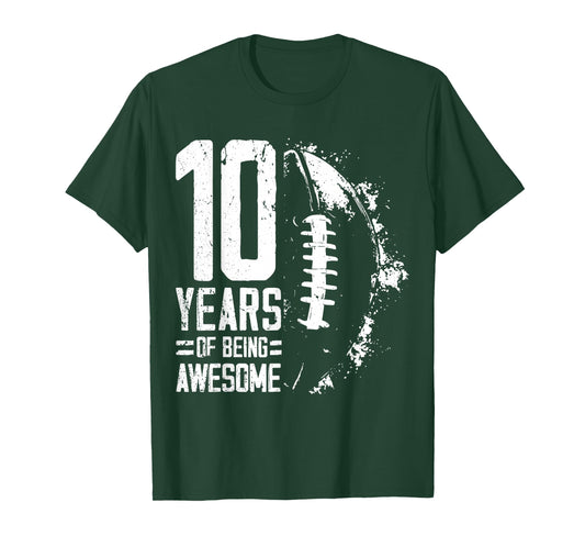 10th Birthday Retro American Football 10 Years Old Boy Girl T-Shirt