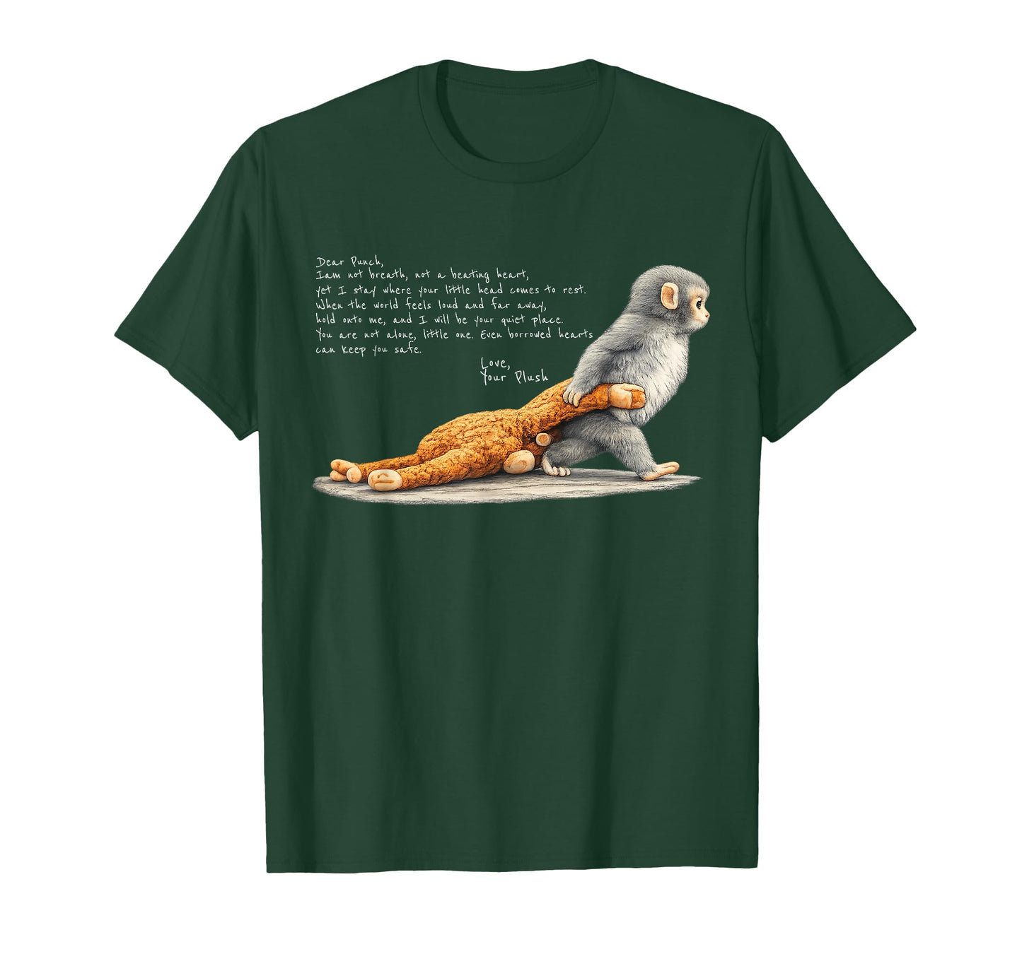 Cute Baby Monkey Named Punch Plush Hugging T-Shirt
