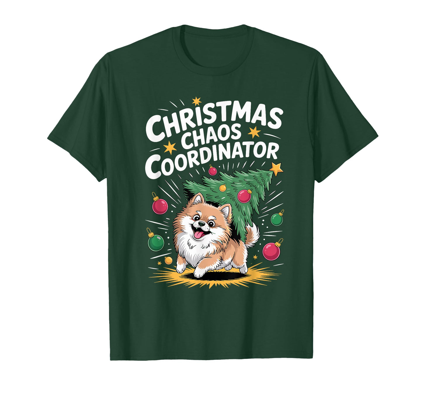 Christmas Chaos Coordinator Xmas Puppy Funny Pomeranian T-Shirt