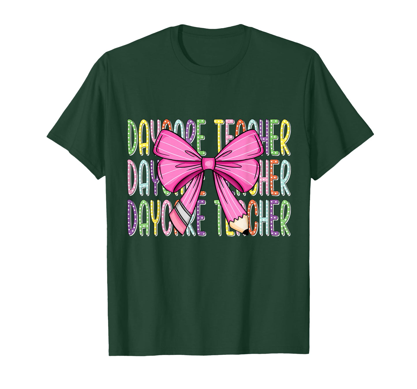 Colorful Daycare Teacher Bow Shirt T-Shirt