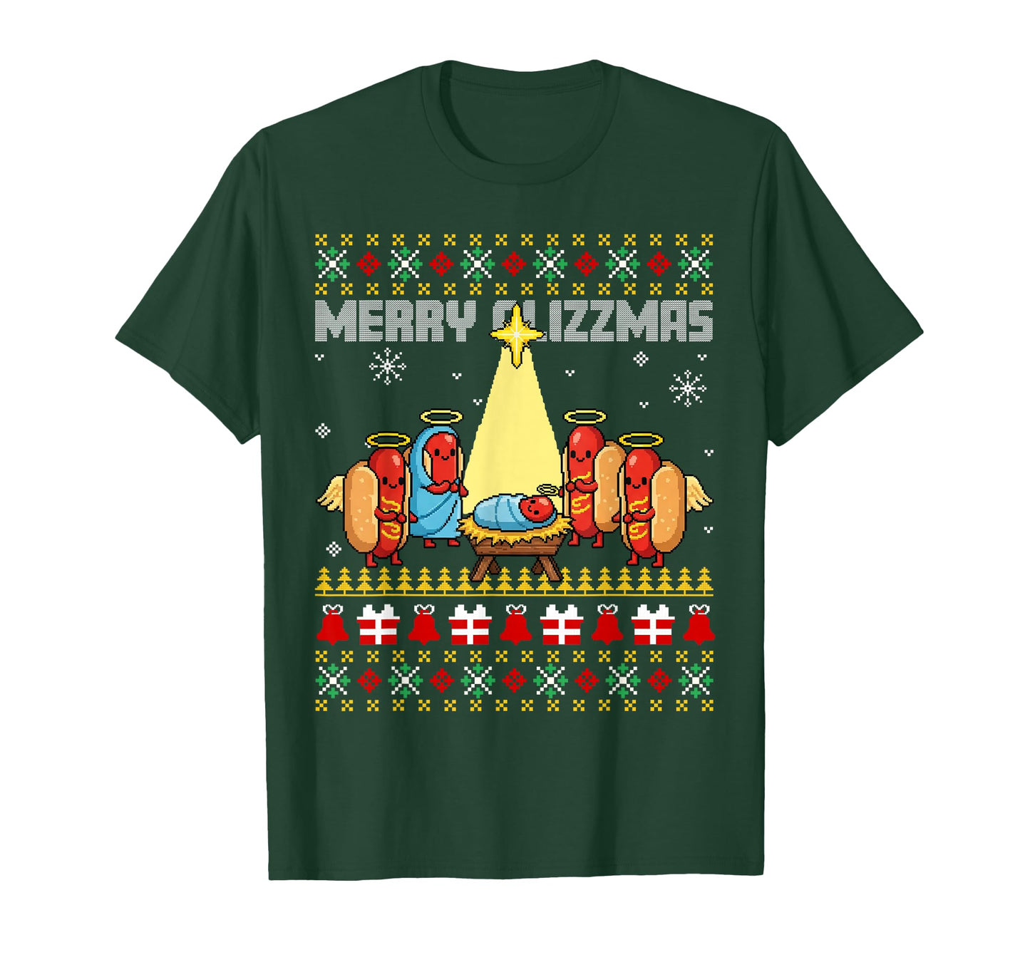 Merry Glizzmas Ugly Christmas Sweaters Hot Dogs Xmas Family T-Shirt