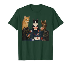 Vintage Cats Playing Pokerr Meme Funny Poker Gifts T-Shirt
