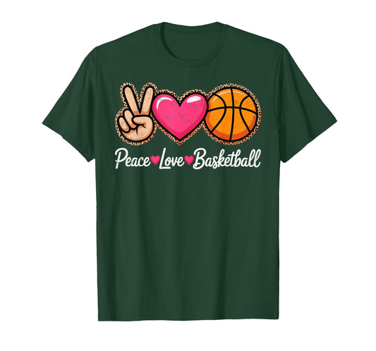 Peace Love Basketball Player Mom Grandma Fan Basketball Tee T-Shirt