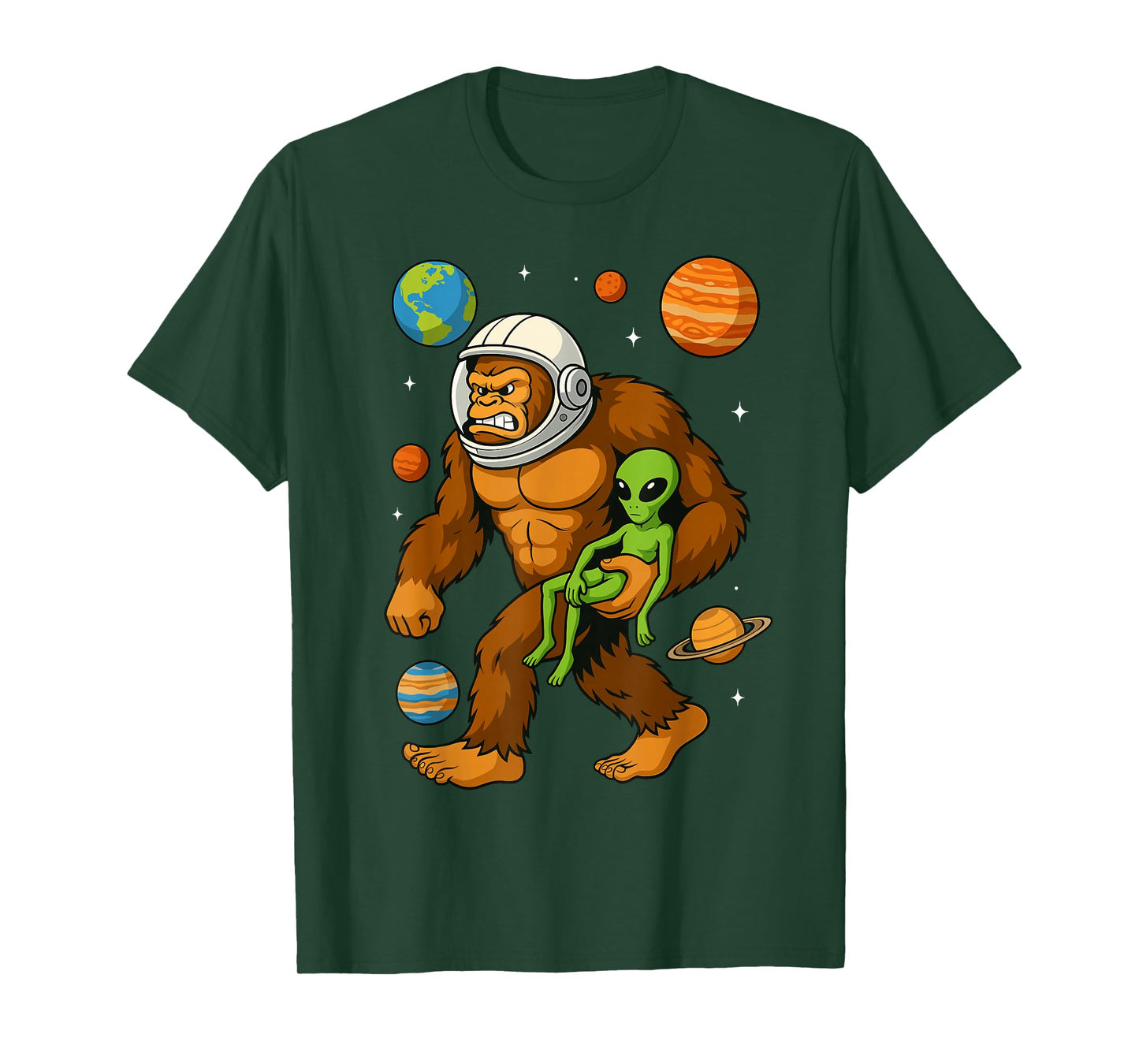 Astronaut Bigfoot Alien Space Funny UFO Space Tee T-Shirt