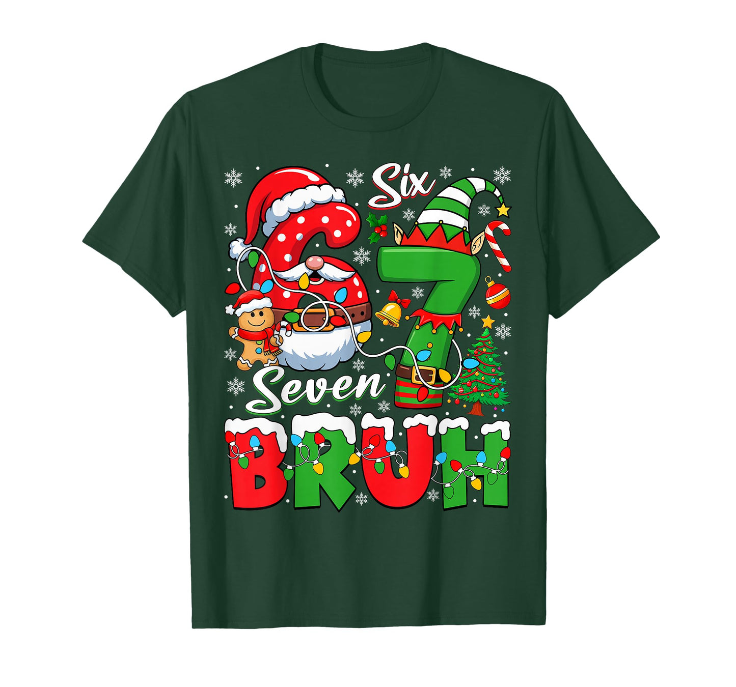 Funny Bruh Six Seven 6 7 Meme Christmas 67 Boy Girl Kids T-Shirt
