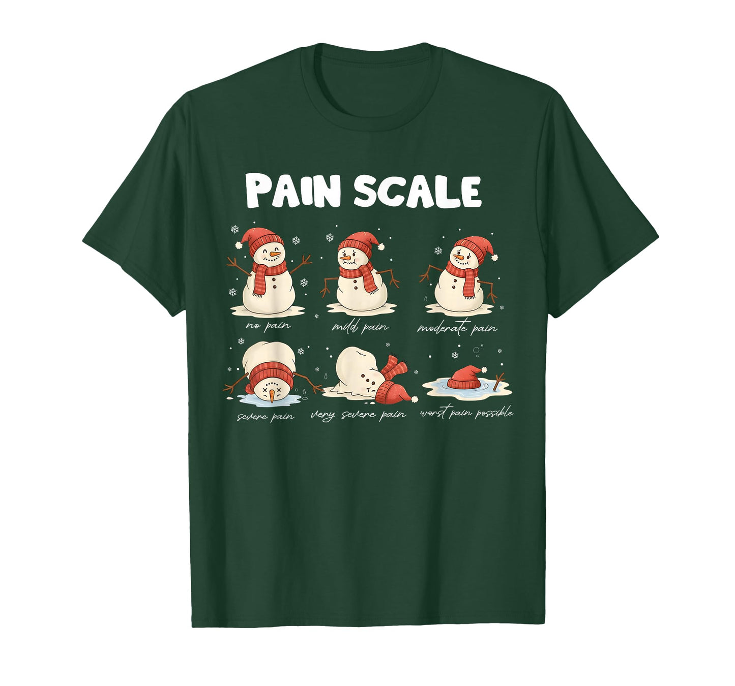 Pain Scale Snowman Nurse Christmas Xmas Snow Pajamas Holiday T-Shirt