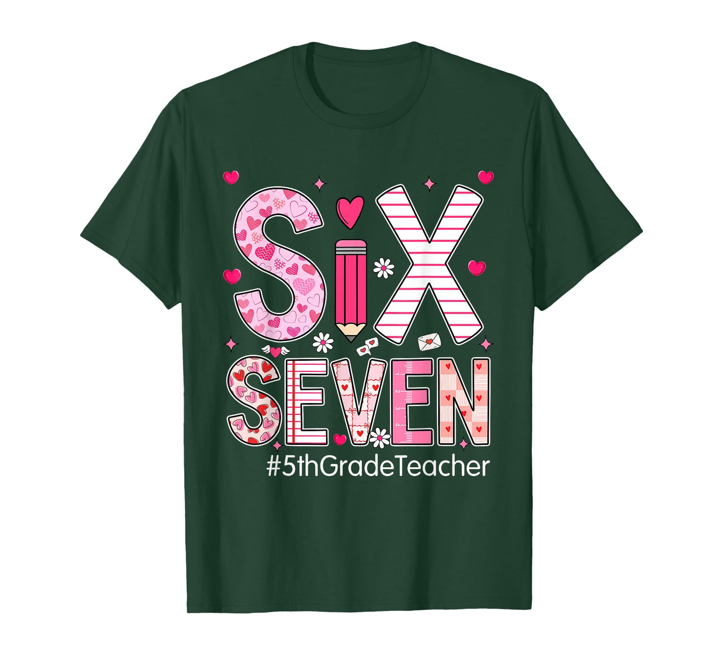 Preppy Six Seven 67 Valentine's Day 5th Grade Teacher T-Shirt