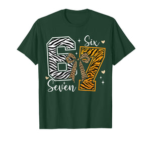 Girls Animal Print Clothes Six Seven Kids 67 Meme Zoo T-Shirt