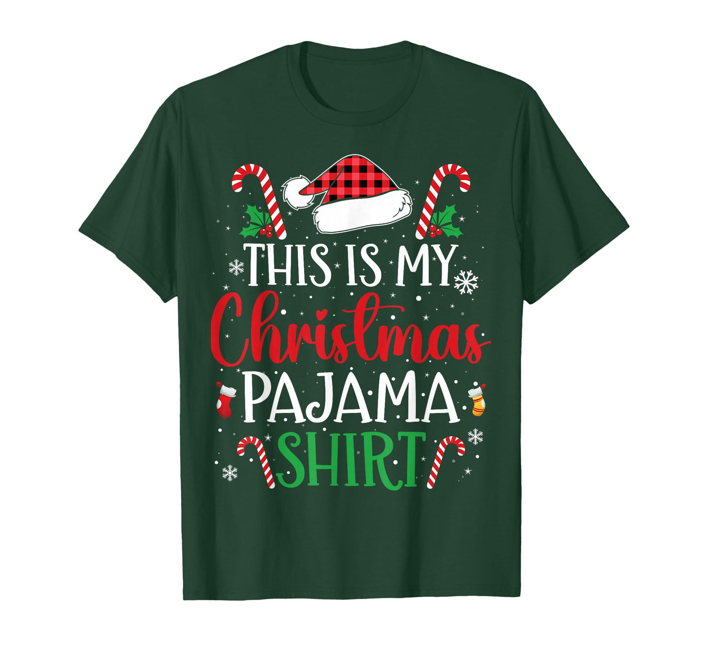 Plaid Santa Hat Xmas This is My Christmas Pajama T-Shirt