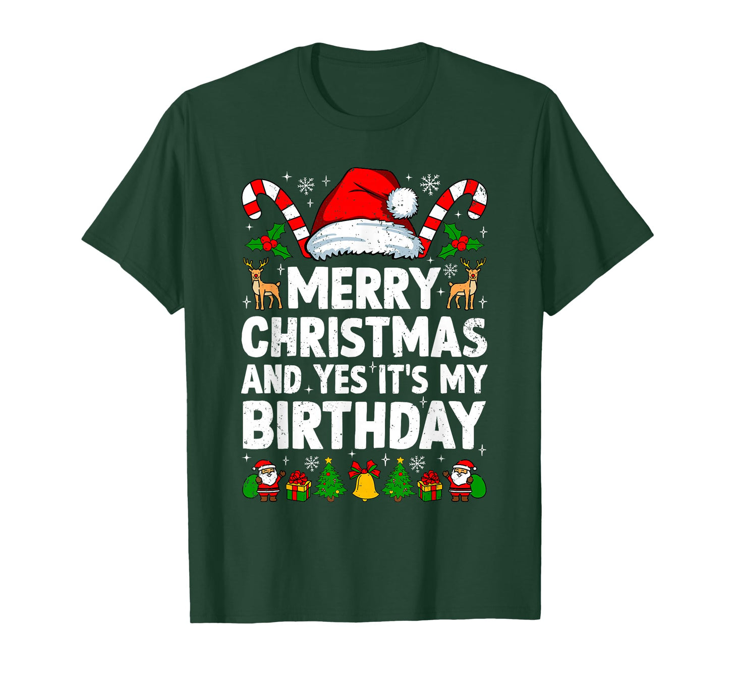 Merry Christmas & Yes It's My Birthday Xmas Bday Pajamas T-Shirt
