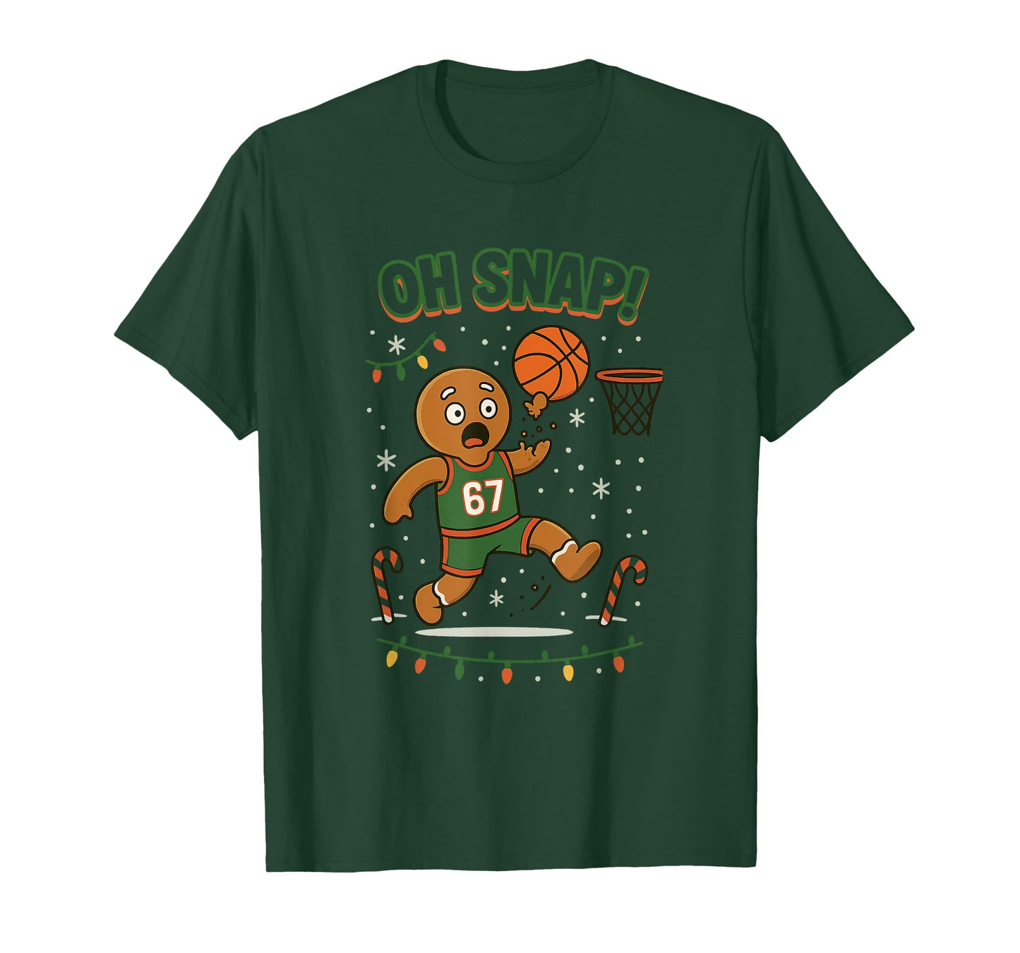 Funny OH SNAP Six Seven Gingerbread Basketball Christmas Fun T-Shirt
