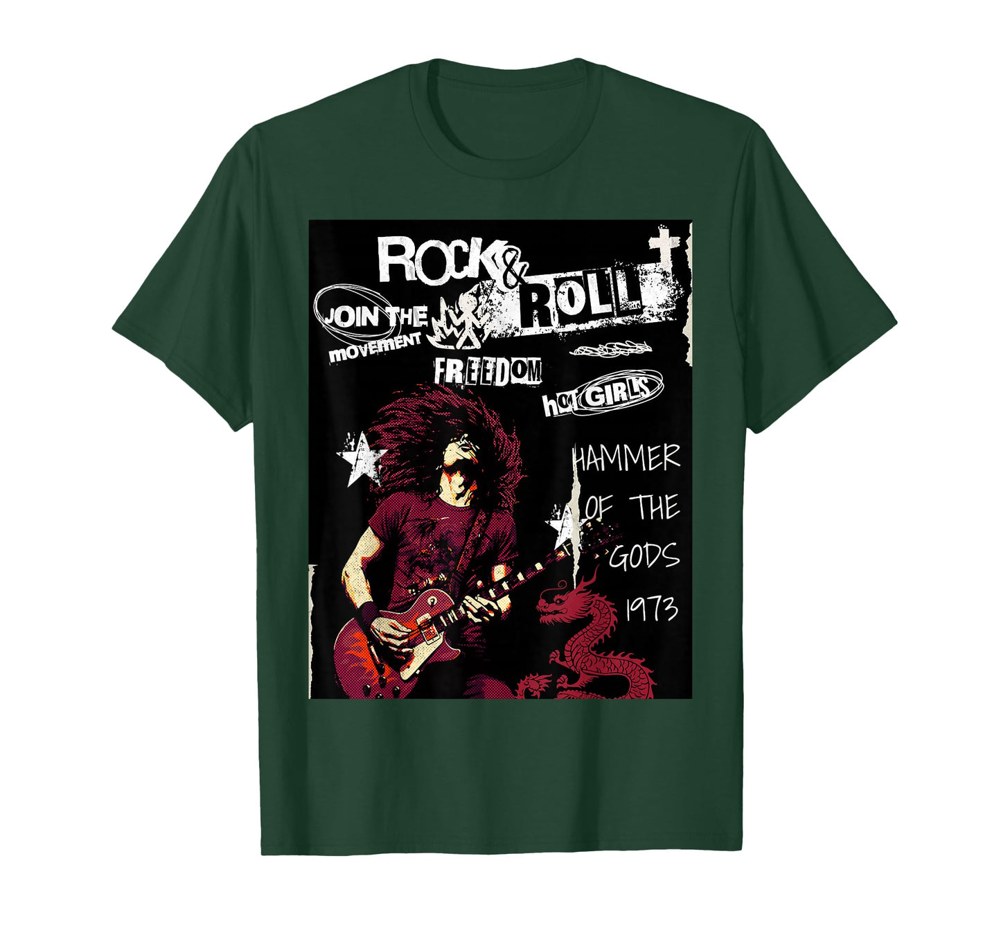 Rock & Roll Electric Guitar Rebellion 1973. Underground Punk T-Shirt