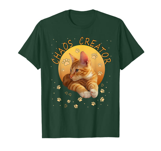 Orange Tabby Ginger Kitten Cat Lovers Mom Dad Chaos Creator T-Shirt