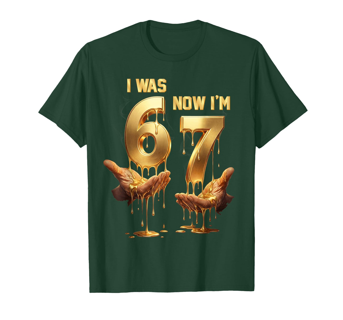 I was 6 Now I'm 7 Birthday Boys Kids Gold Drip 7th Birthday T-Shirt
