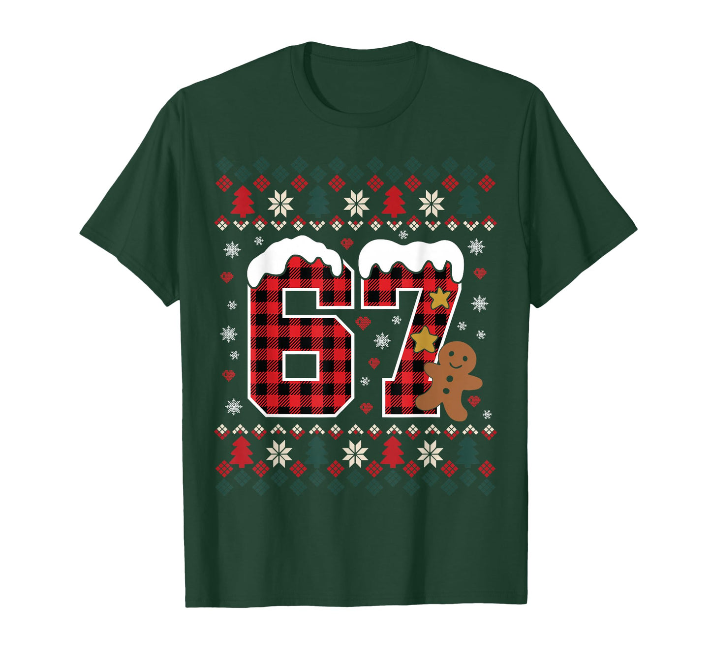 Funny 67 Christmas Pajamas Shirt Six Seven Meme Brainrot T-Shirt