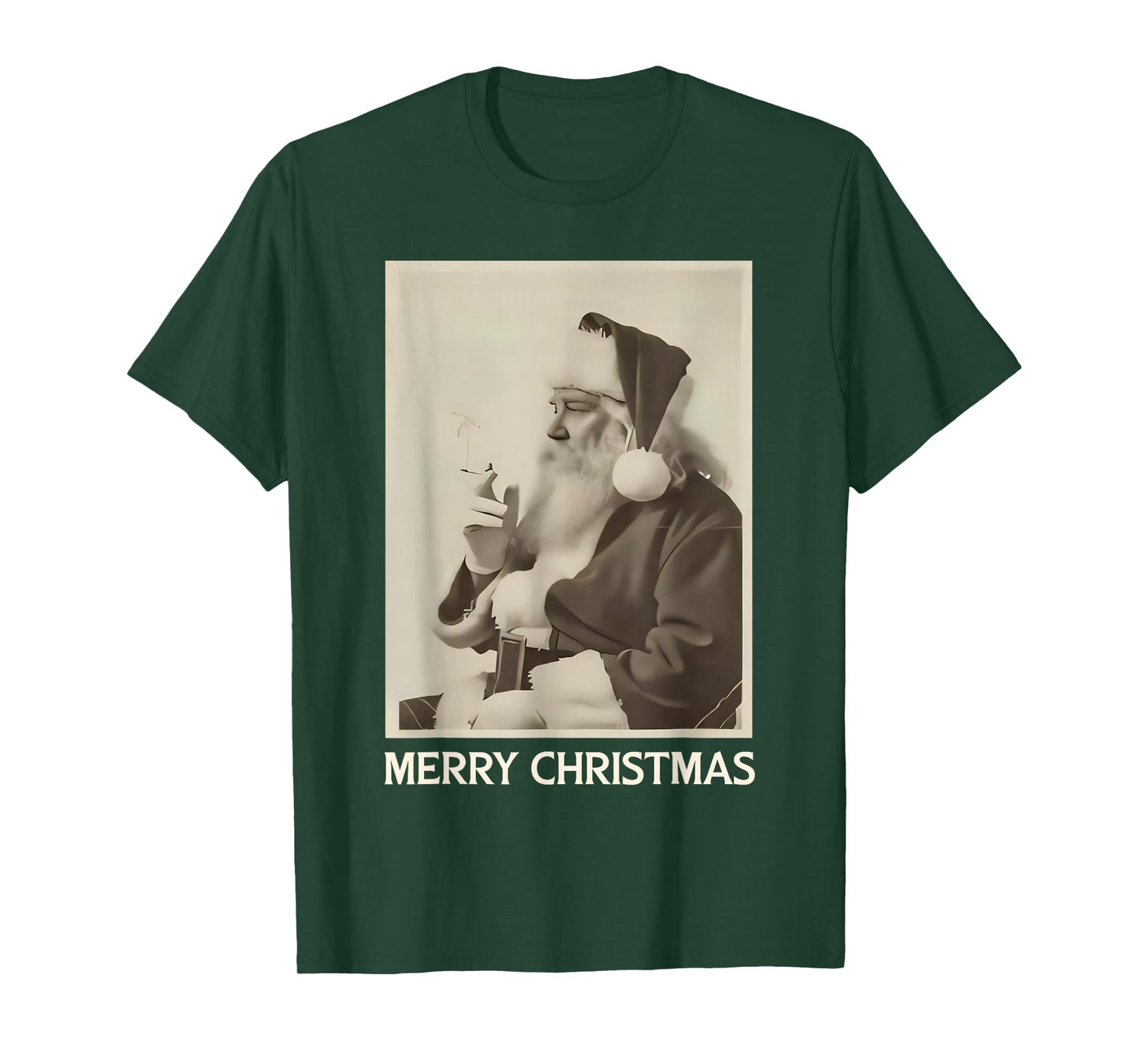 Vintage Funny Smoking Santa Claus Christmas Merry Christmas T-Shirt