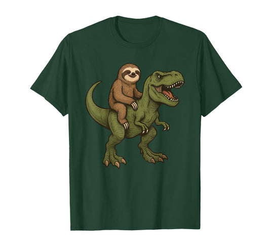 Sloth Riding T-Rex Dinosaur Funny Sloth T-Shirt