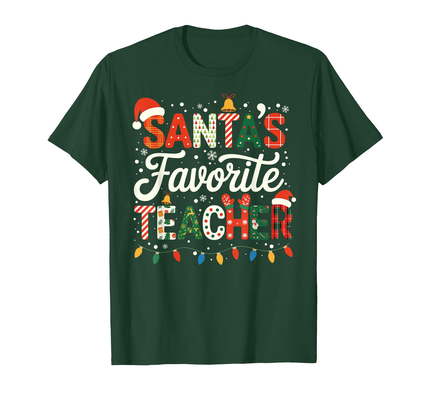 Santa’s Favorite Teacher Christmas Funny Shirt for Teachers T-Shirt