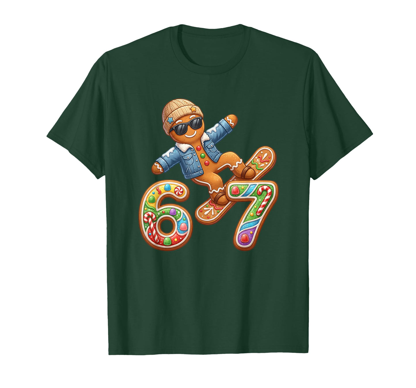 Funny Gingerbread Six Seven 67 Ice Cream Drip Christmas Boys T-Shirt