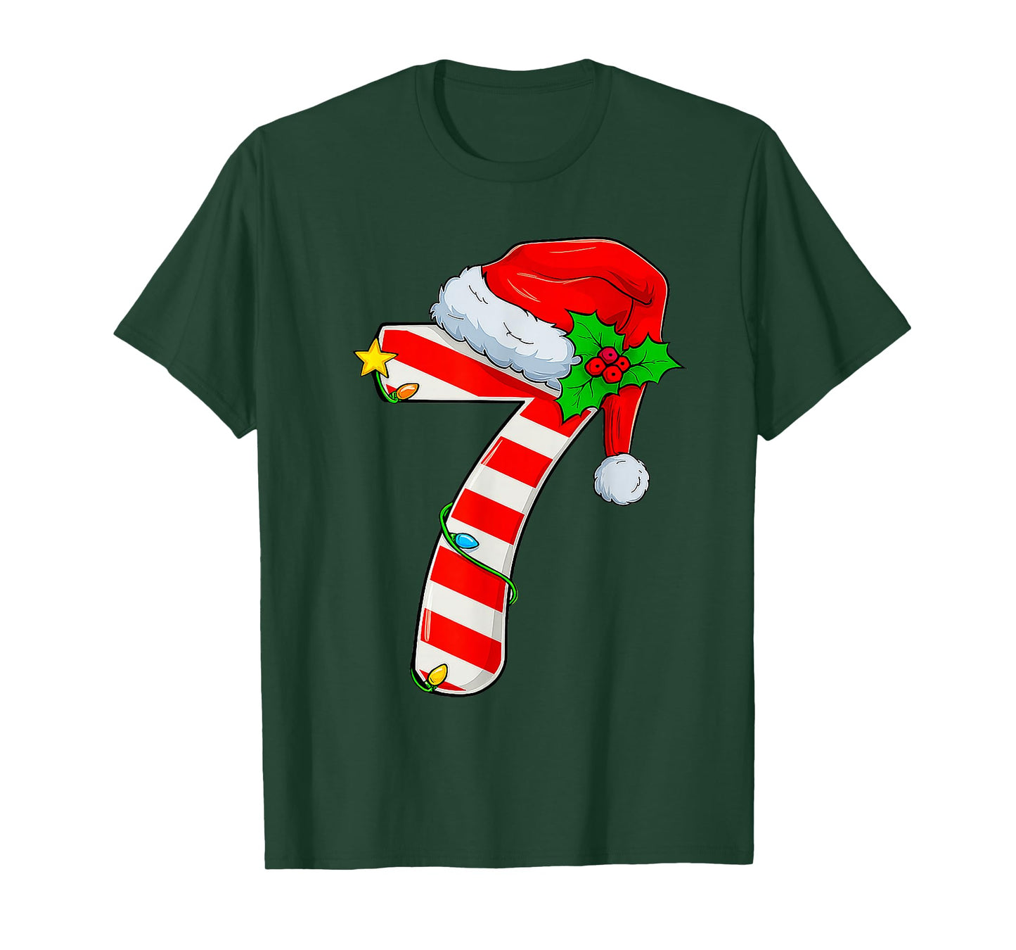 Fun Six Seven 6 7 Meme Candy Cane Lights Santa Christmas T-Shirt