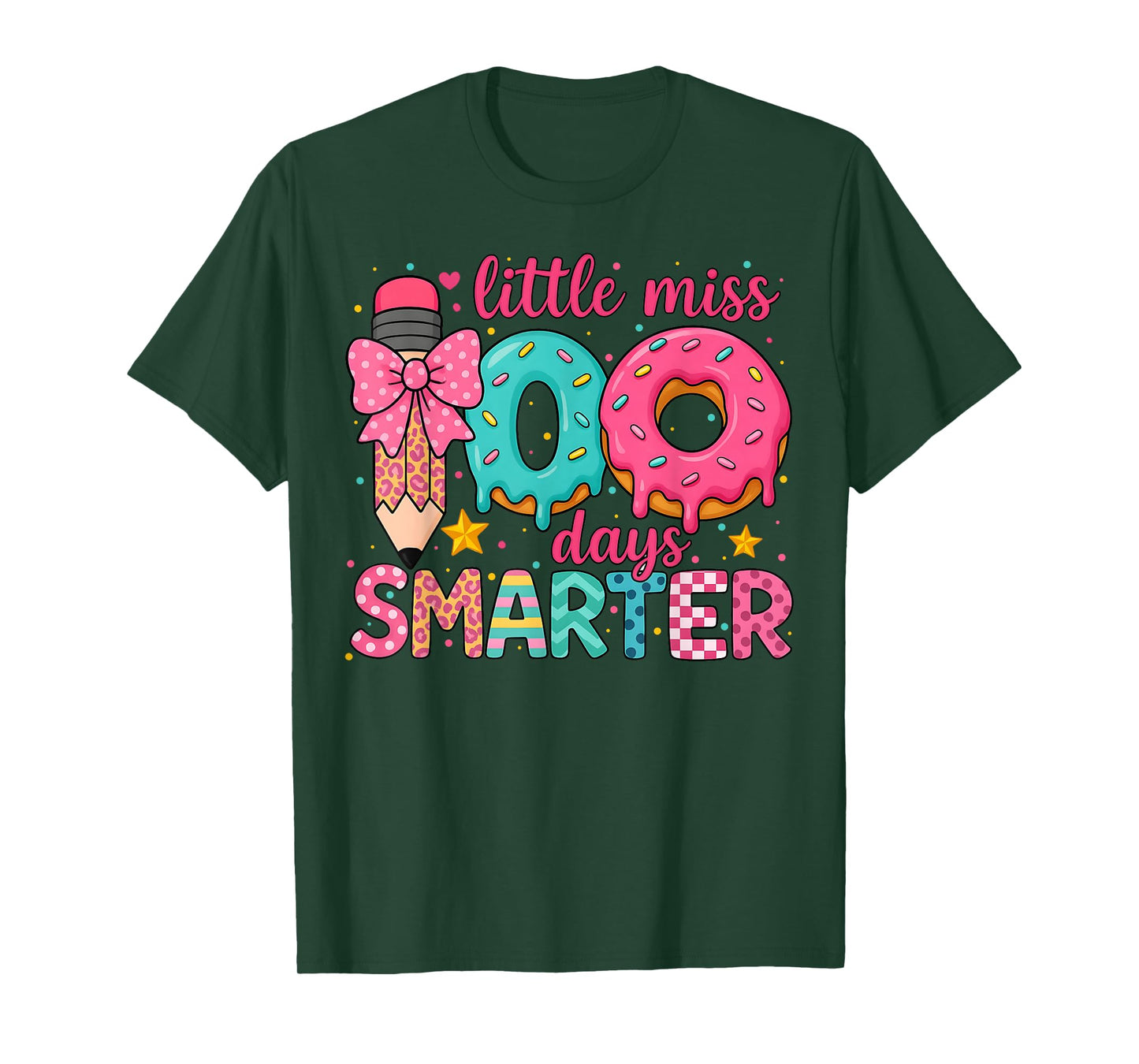 100th Day of School Little Miss 100 Days Smarter Donut Girl T-Shirt