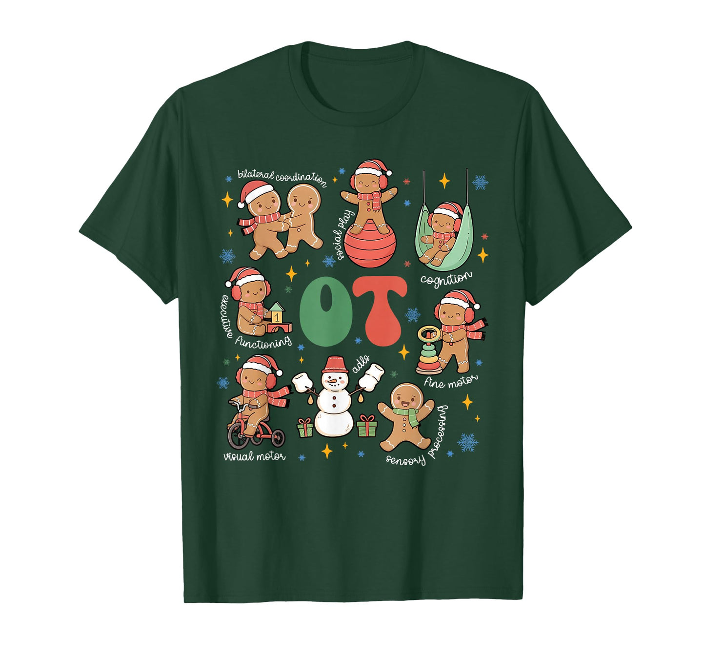 Occupational Therapy OT Gingerbread Christmas Pediatric OTA T-Shirt