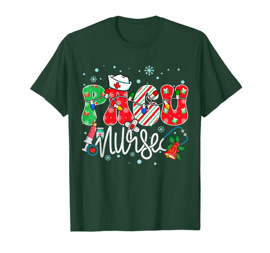 Pacu Nurse Funny Xmas Light Stethoscope Christmas Nurse T-Shirt