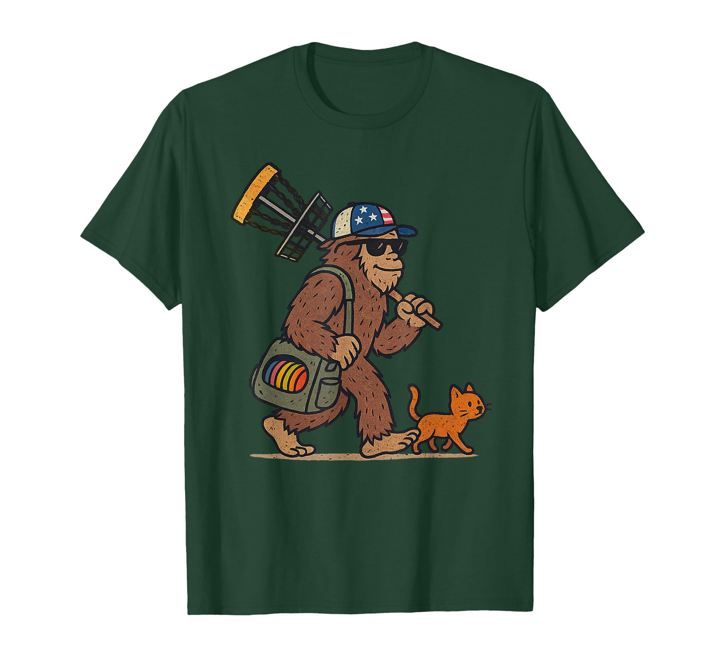 Sasquatch Disc Golfer Funny Cat Disc Golf T-Shirt