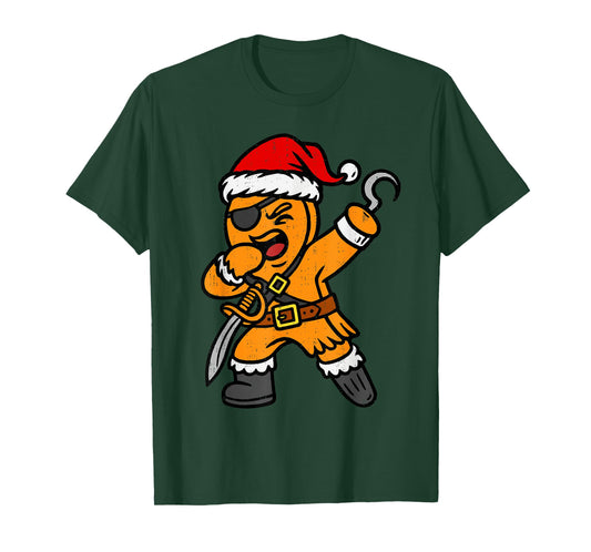 Dabbing Gingerbread Pirate Santa Christmas Dab Teen Boys Kid T-Shirt