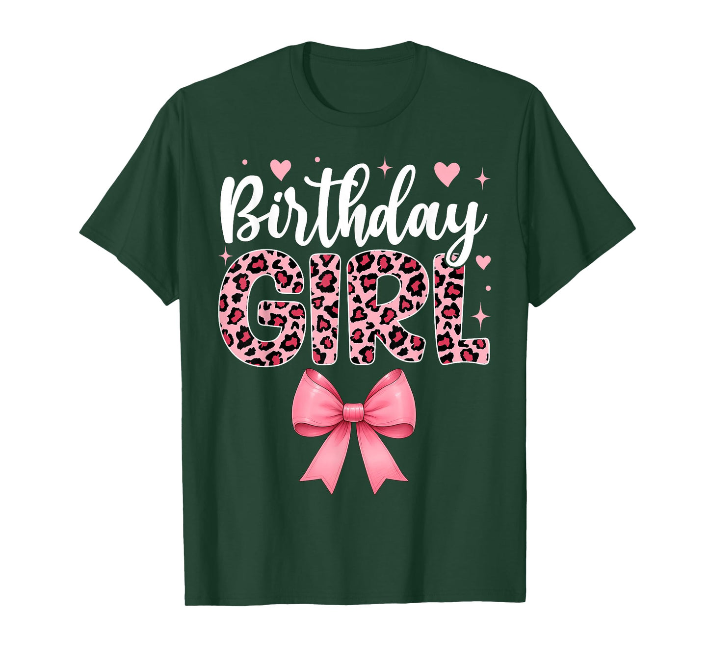 Coquette Bow Leopard Birthday Girl T-Shirt