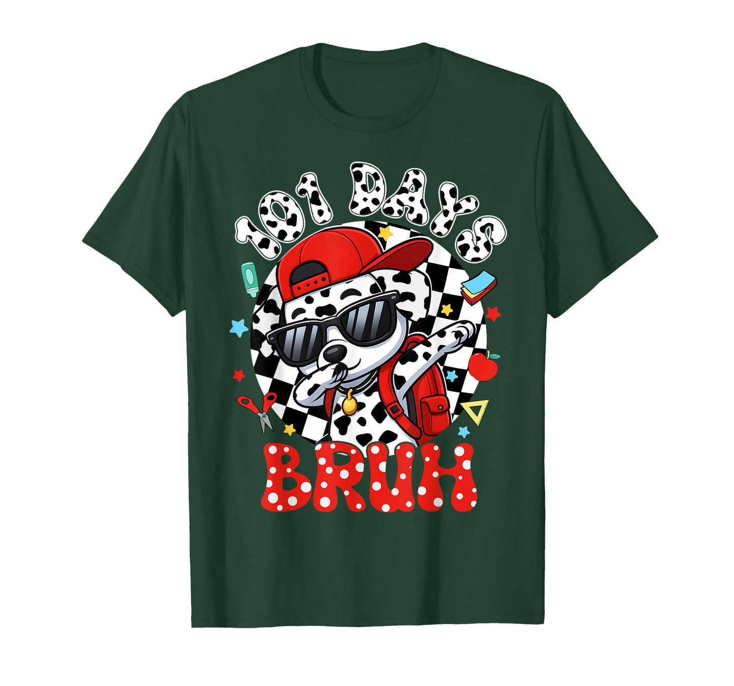 Bruh 100 Days of School Boy Dab Dalmatian Dog 100th Day Kids T-Shirt