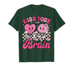 Valentine Kiss Your Brain Student Teacher Boy Girl Kid T-Shirt