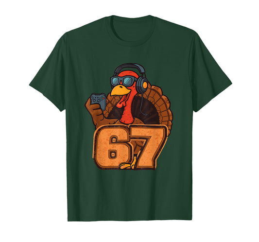 67 Funny Turkey Thanksgiving Gym Fitness Workout Six Seven T-Shirt