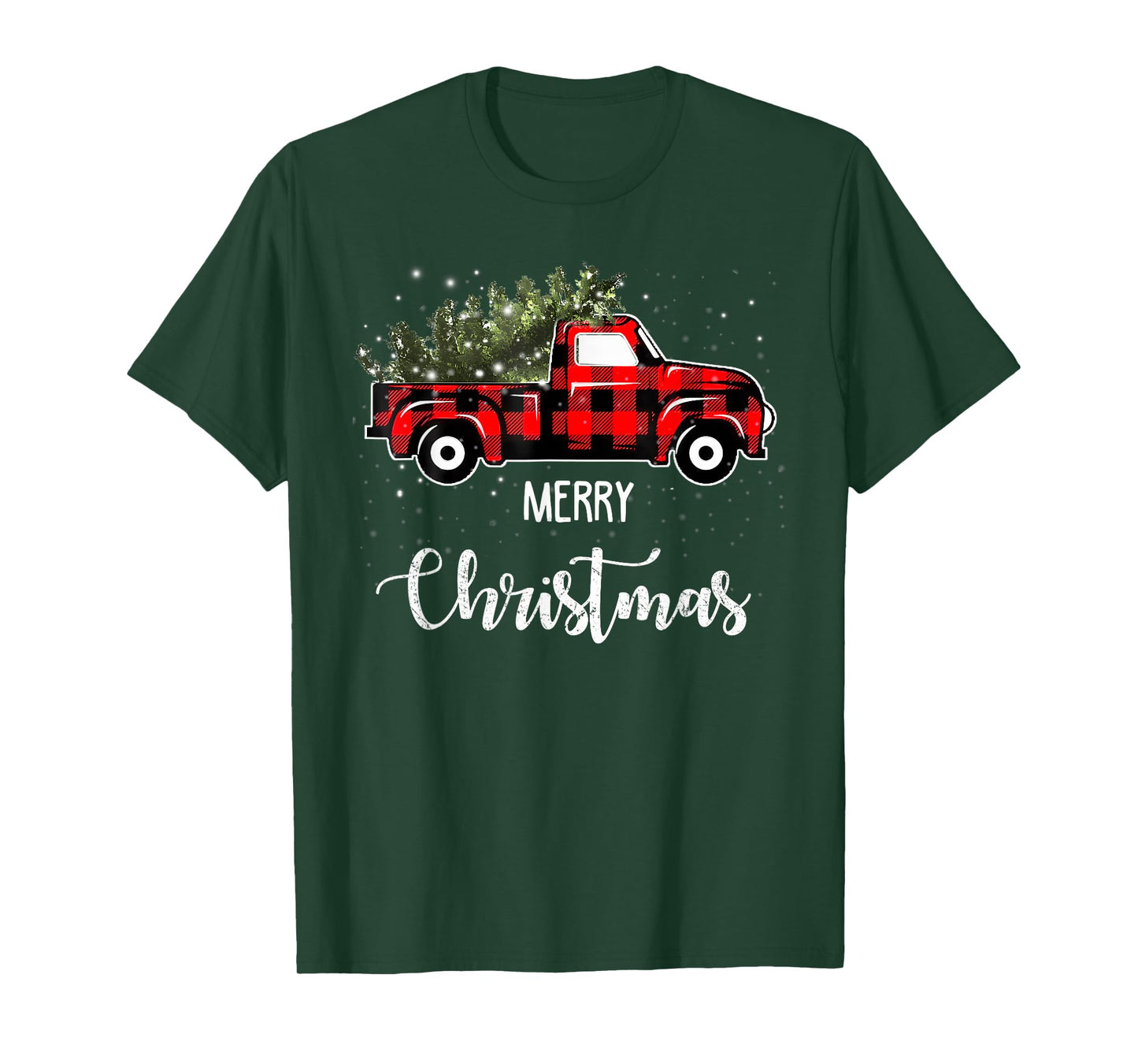 Vintage Wagon Red Truck Christmas Tree Pajama Family Xmas T-Shirt