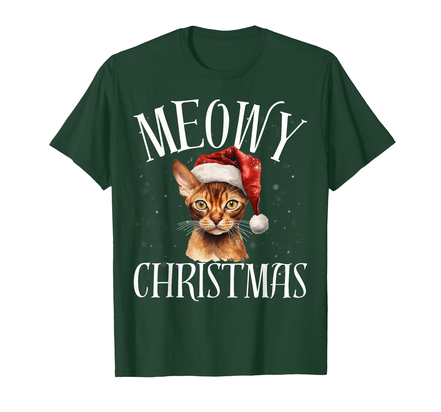 Funny Meowy Christmas Abyssinia Cat Merry Xmas Holiday Party T-Shirt
