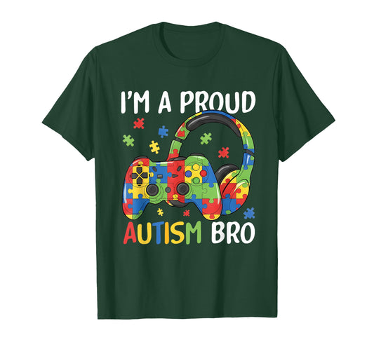 I'm a Proud Autism Brother Autism Awareness Video Game Boys T-Shirt